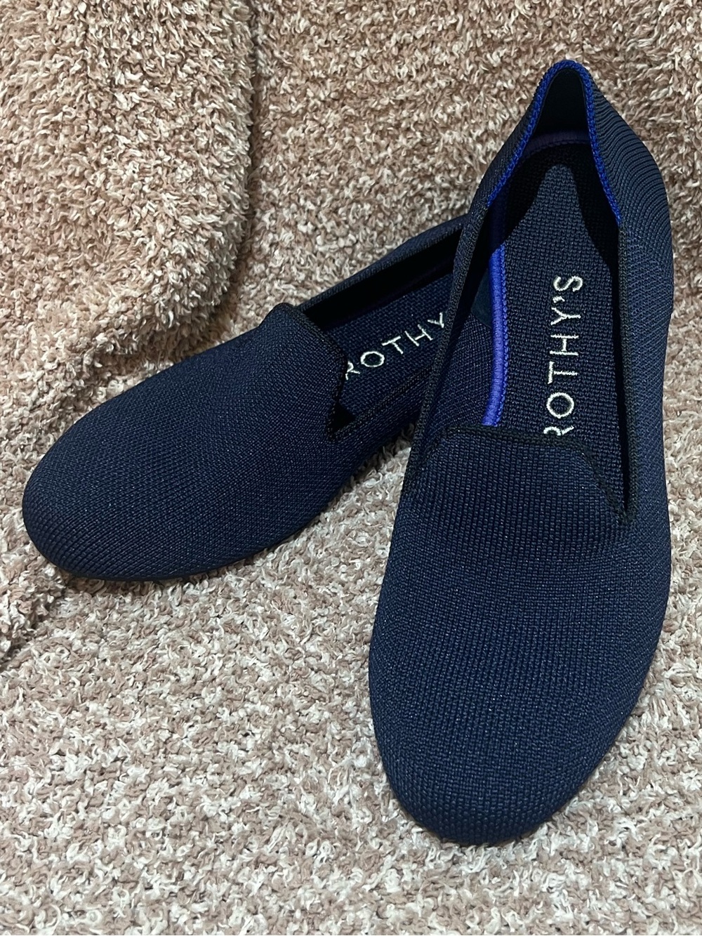 Rothy’s The Loafer Navy Blue Knit Slip On Flats Size 6